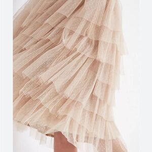Flounced Tulle Midi Skirt in Blush